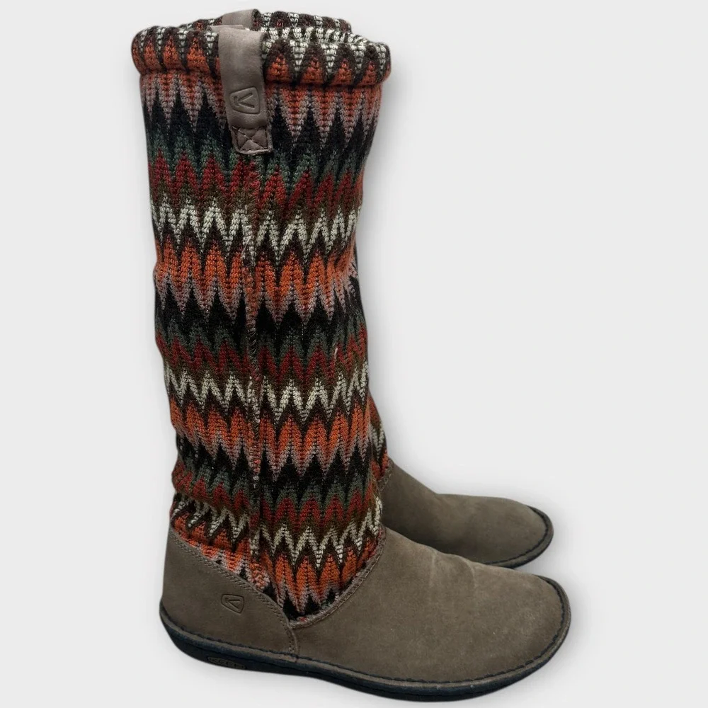 Keen Auburn Navajo Boots Sweater Suede Fur Lining‎ Wool Knit Cozy Soft Winter 8